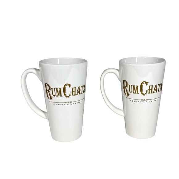 NEW Rum Chata Mugs White Ceramic Coffee Cups Set of 2 - Picture 5 of 5